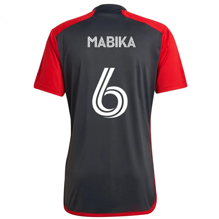 Danxen Kinder Aimé Mabika #6 Grau Rot Heimtrikot Trikot 2024/25 T-Shirt