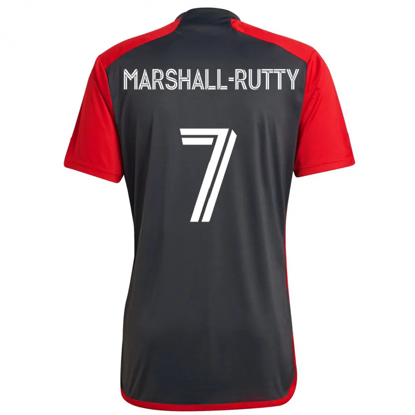 Danxen Kinder Jahkeele Marshall-Rutty #7 Grau Rot Heimtrikot Trikot 2024/25 T-Shirt