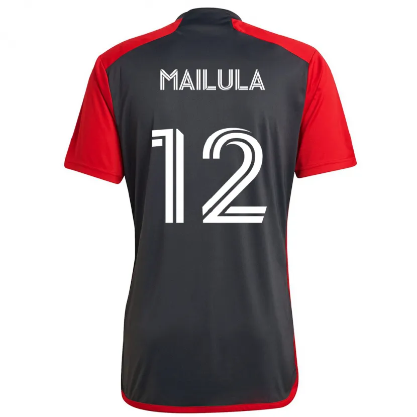 Danxen Kinder Cassius Mailula #12 Grau Rot Heimtrikot Trikot 2024/25 T-Shirt