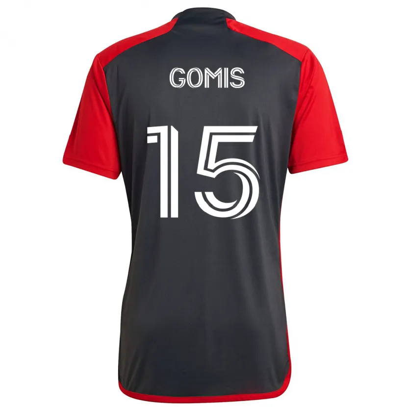 Danxen Kinder Nicksoen Gomis #15 Grau Rot Heimtrikot Trikot 2024/25 T-Shirt