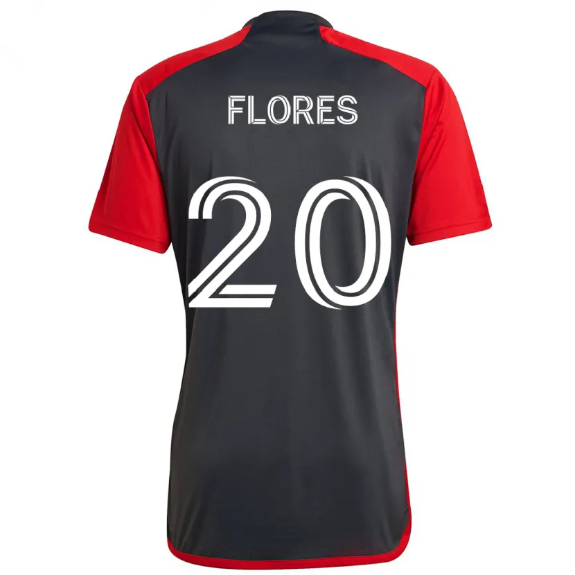 Danxen Kinder Deybi Flores #20 Grau Rot Heimtrikot Trikot 2024/25 T-Shirt