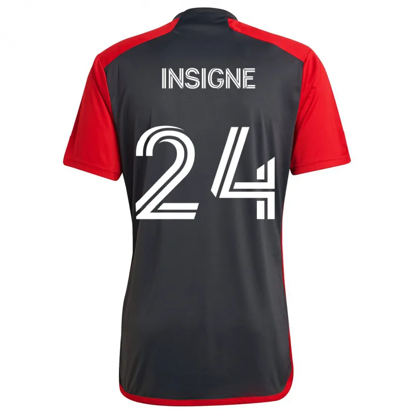 Danxen Kinder Lorenzo Insigne #24 Grau Rot Heimtrikot Trikot 2024/25 T-Shirt