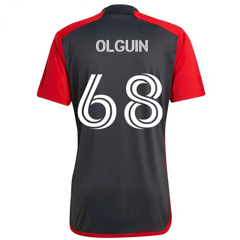 Danxen Kinder Lucas Olguin #68 Grau Rot Heimtrikot Trikot 2024/25 T-Shirt