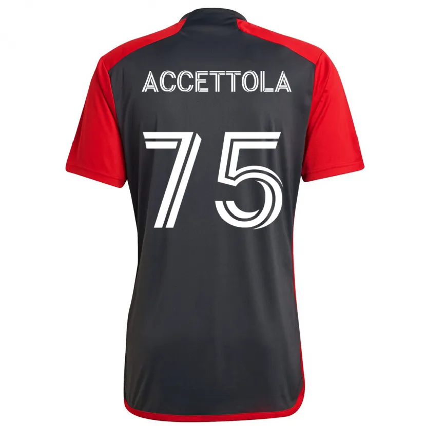 Danxen Kinder Luca Accettola #75 Grau Rot Heimtrikot Trikot 2024/25 T-Shirt