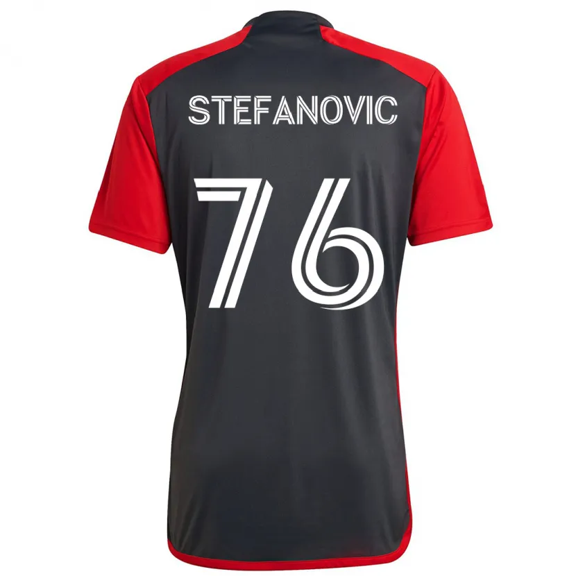 Danxen Kinder Lazar Stefanovic #76 Grau Rot Heimtrikot Trikot 2024/25 T-Shirt