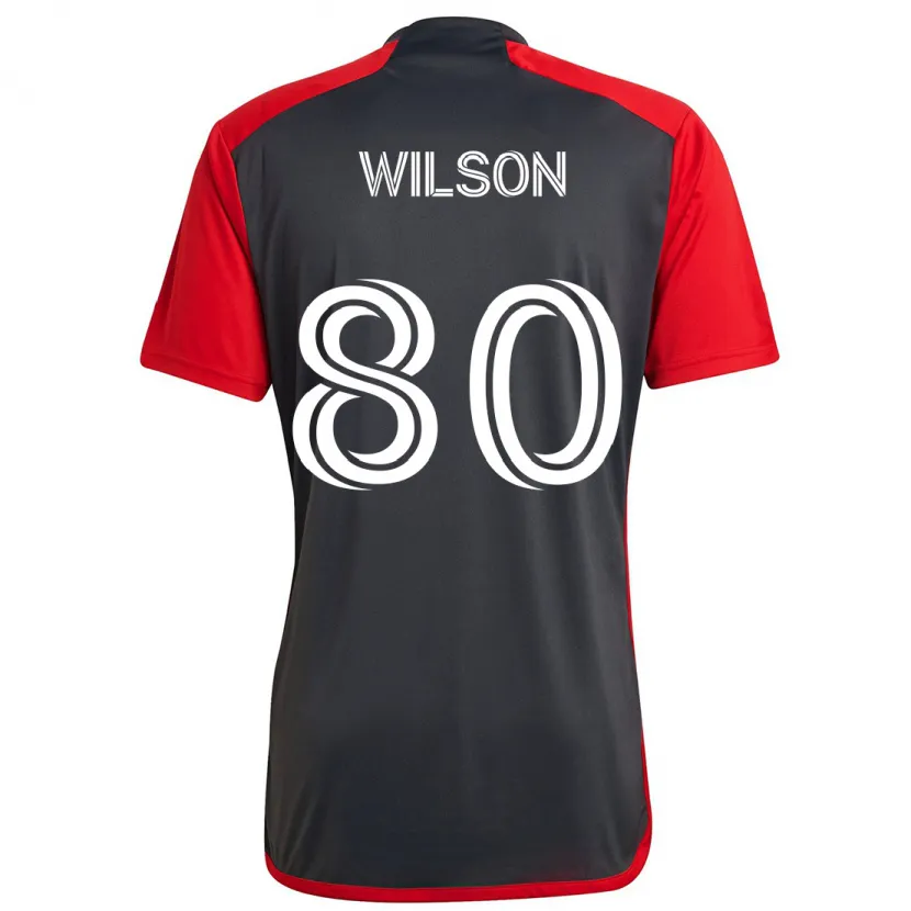 Danxen Kinder Shafique Wilson #80 Grau Rot Heimtrikot Trikot 2024/25 T-Shirt