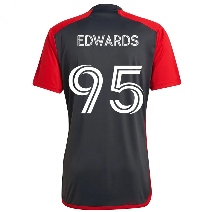 Danxen Kinder Nathaniel Edwards #95 Grau Rot Heimtrikot Trikot 2024/25 T-Shirt