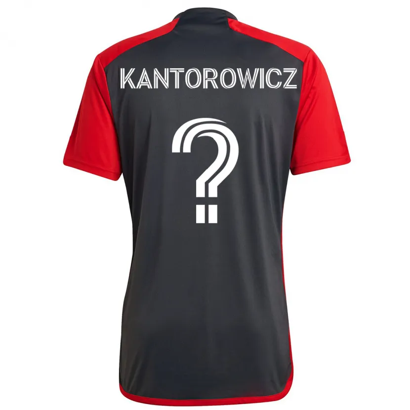 Danxen Kinder Dominic Kantorowicz #0 Grau Rot Heimtrikot Trikot 2024/25 T-Shirt