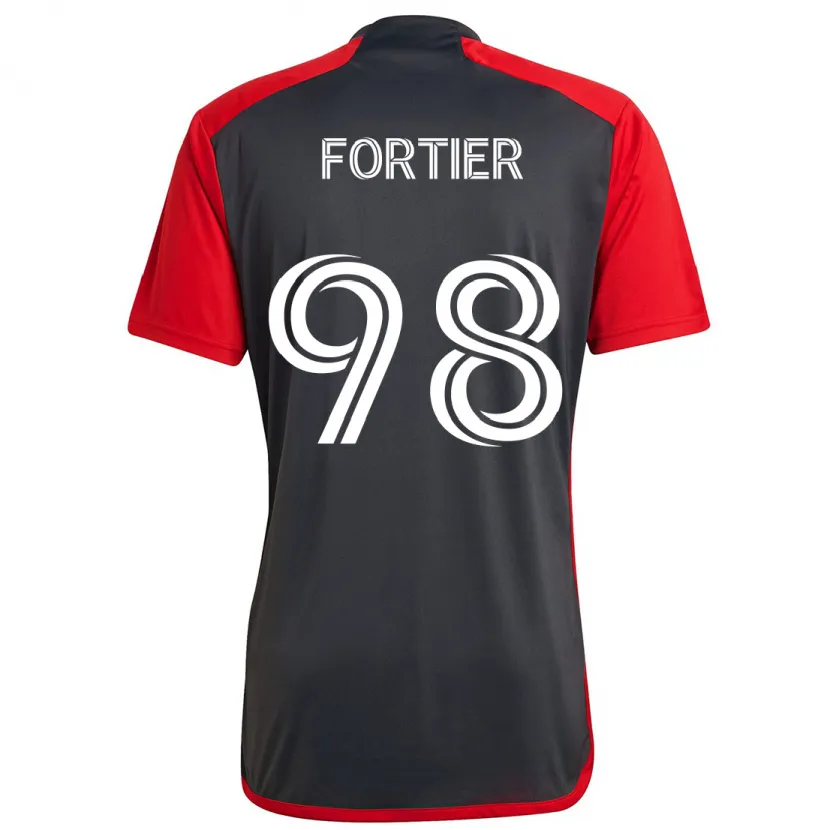 Danxen Kinder Kristjan Fortier #98 Grau Rot Heimtrikot Trikot 2024/25 T-Shirt