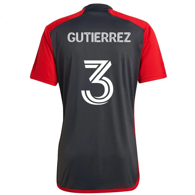 Danxen Kinder Cristián Gutiérrez #3 Grau Rot Heimtrikot Trikot 2024/25 T-Shirt