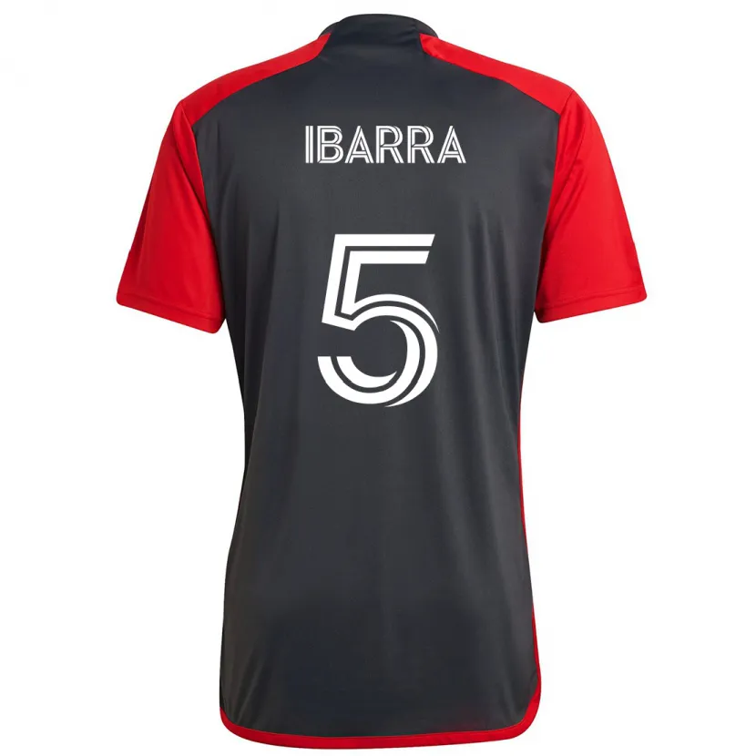 Danxen Kinder Franco Ibarra #5 Grau Rot Heimtrikot Trikot 2024/25 T-Shirt