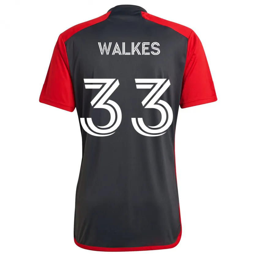 Danxen Kinder Reshaun Walkes #33 Grau Rot Heimtrikot Trikot 2024/25 T-Shirt