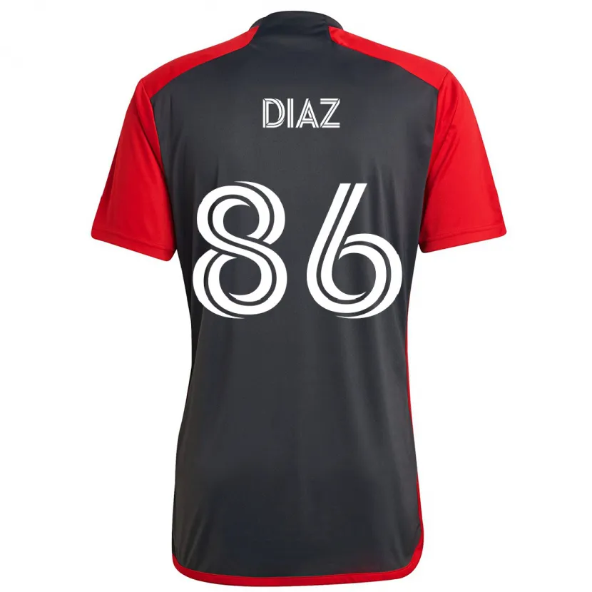 Danxen Kinder Alec Díaz #86 Grau Rot Heimtrikot Trikot 2024/25 T-Shirt