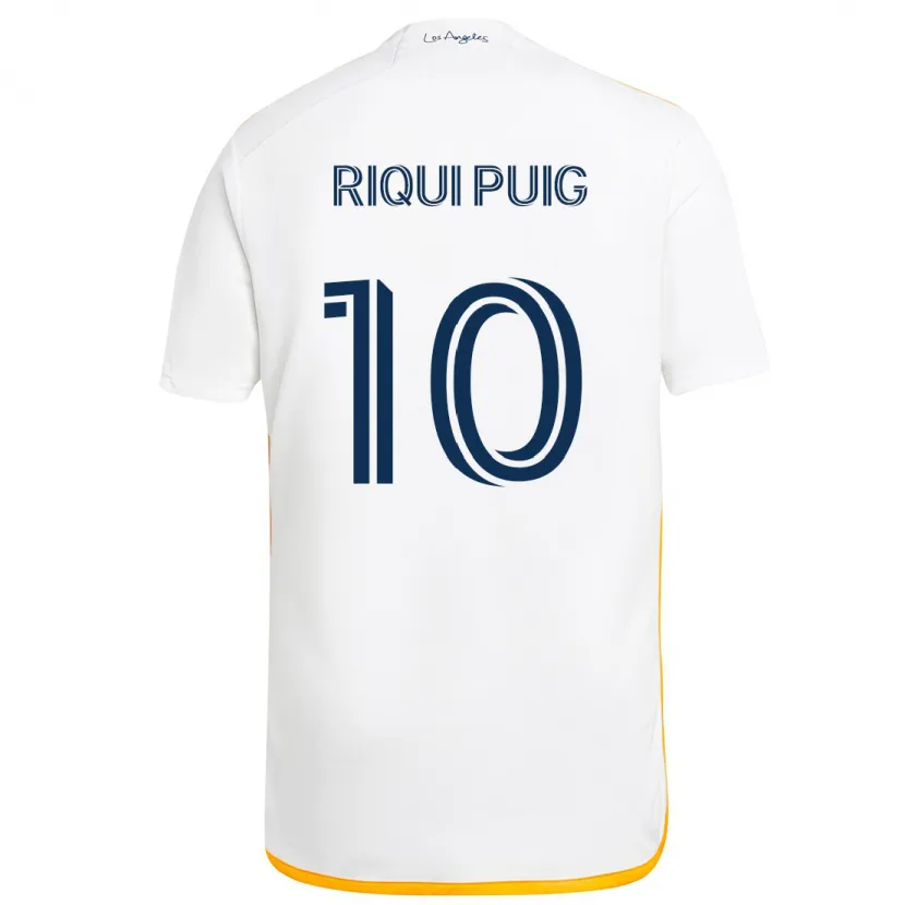 Danxen Kinder Riqui Puig #10 Weiß Gelb Heimtrikot Trikot 2024/25 T-Shirt