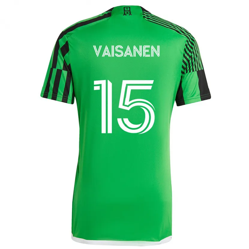 Danxen Kinder Leo Väisänen #15 Grün Schwarz Heimtrikot Trikot 2024/25 T-Shirt