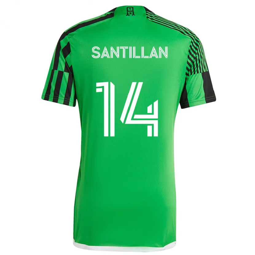 Danxen Kinder Jonathan Santillan #14 Grün Schwarz Heimtrikot Trikot 2024/25 T-Shirt