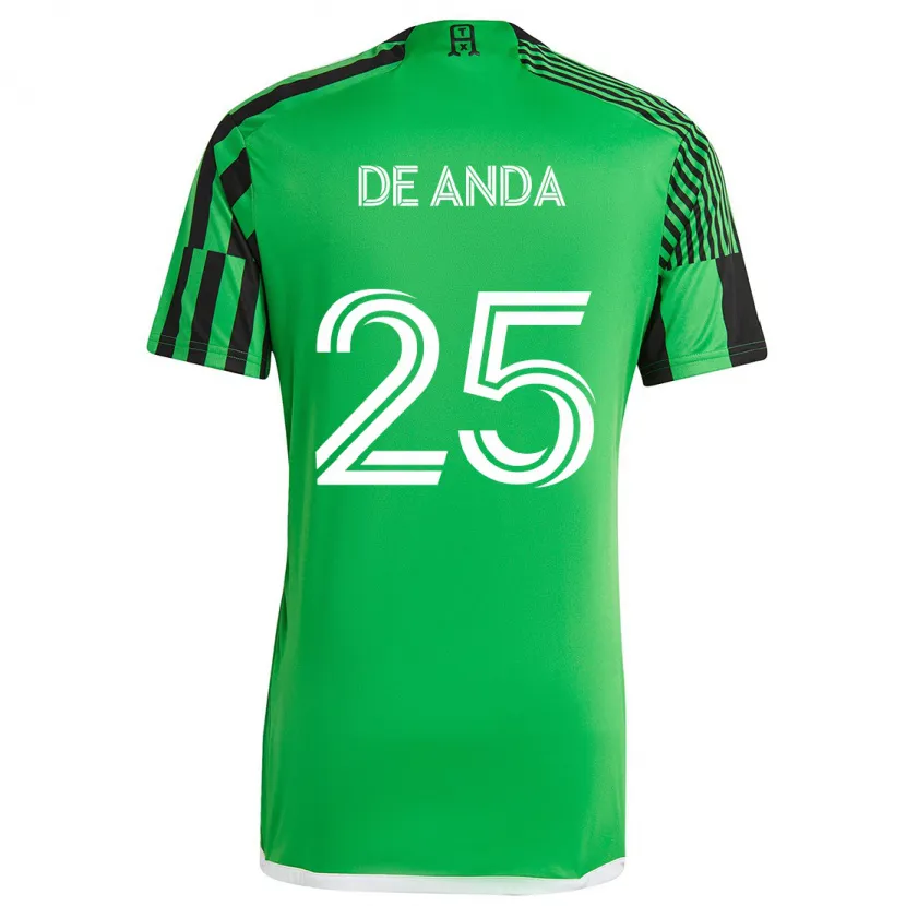 Danxen Kinder Anthony De Anda #25 Grün Schwarz Heimtrikot Trikot 2024/25 T-Shirt