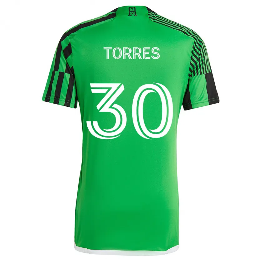 Danxen Kinder Ervin Torres #30 Grün Schwarz Heimtrikot Trikot 2024/25 T-Shirt