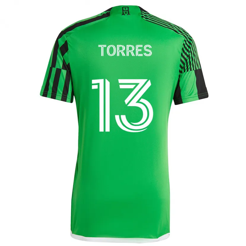 Danxen Kinder Leo Torres #13 Grün Schwarz Heimtrikot Trikot 2024/25 T-Shirt