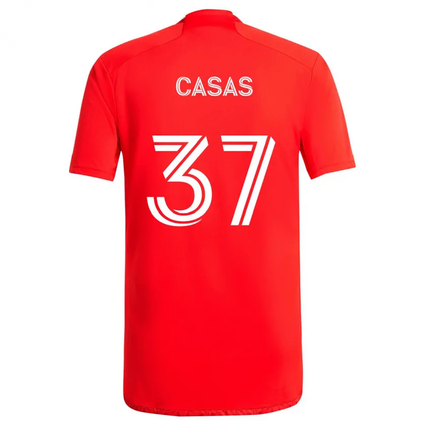 Danxen Kinder Javier Casas #37 Rot-Weiss Heimtrikot Trikot 2024/25 T-Shirt