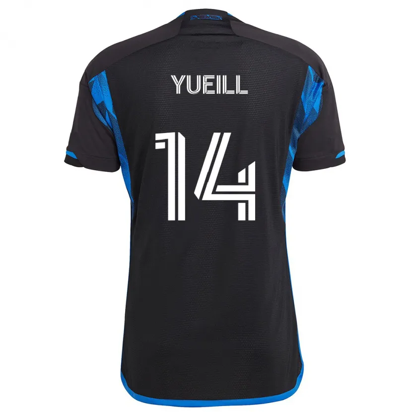 Danxen Kinder Jackson Yueill #14 Blau Schwarz Heimtrikot Trikot 2024/25 T-Shirt