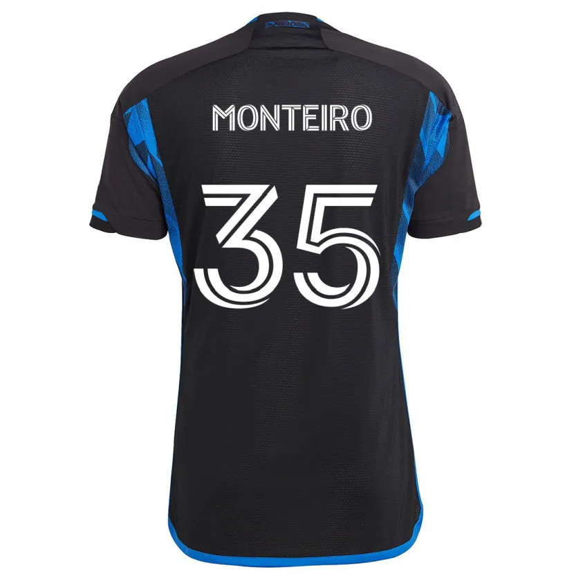 Danxen Kinder Jamiro Monteiro #35 Blau Schwarz Heimtrikot Trikot 2024/25 T-Shirt