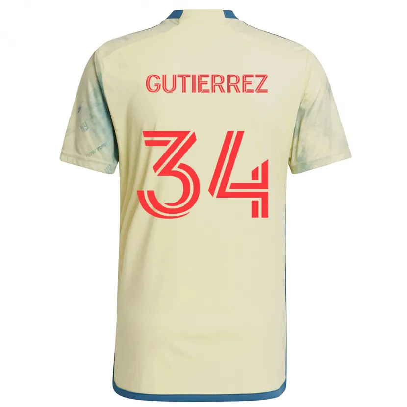 Danxen Kinder Juan Gutiérrez #34 Gelb Rot Blau Heimtrikot Trikot 2024/25 T-Shirt