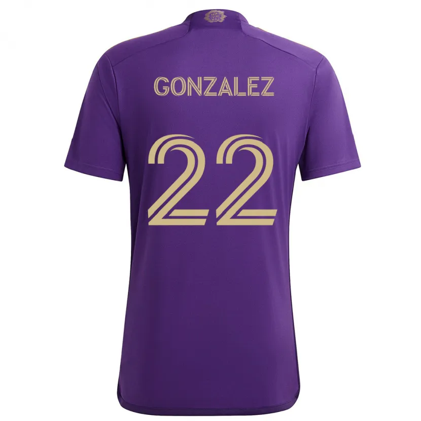 Danxen Kinder Gastón González #22 Lila Gelb Heimtrikot Trikot 2024/25 T-Shirt