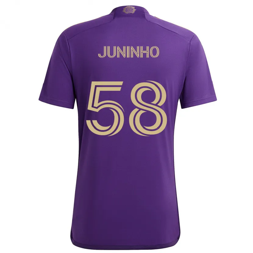 Danxen Kinder Juninho #58 Lila Gelb Heimtrikot Trikot 2024/25 T-Shirt