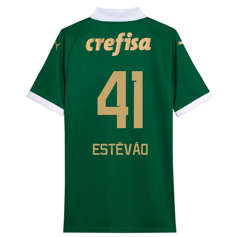 Danxen Kinder Estêvão #41 Grün Weiß Heimtrikot Trikot 2024/25 T-Shirt