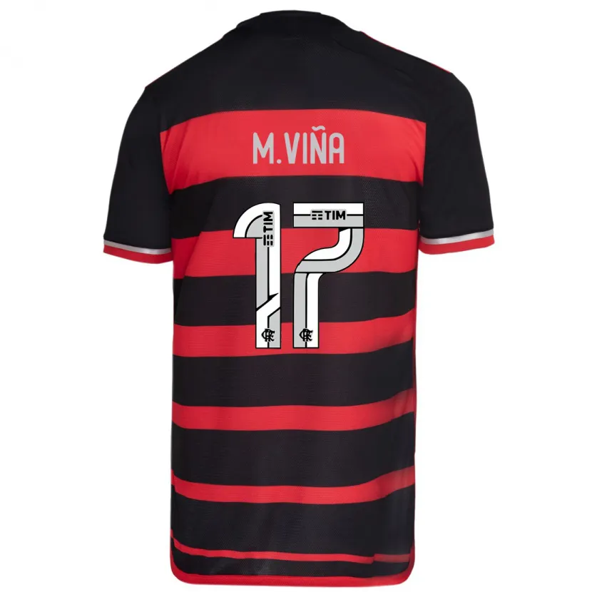 Danxen Kinder Matías Viña #17 Rot Schwarz Heimtrikot Trikot 2024/25 T-Shirt