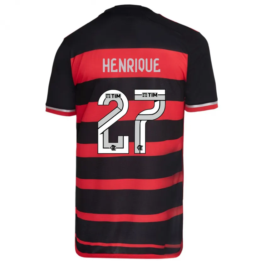 Danxen Kinder Bruno Henrique #27 Rot Schwarz Heimtrikot Trikot 2024/25 T-Shirt