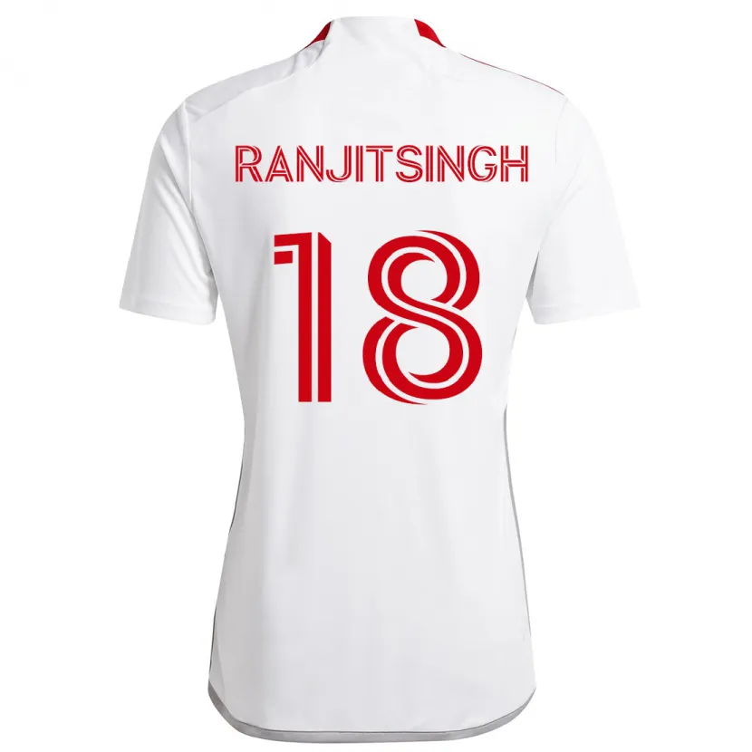 Danxen Kinder Greg Ranjitsingh #18 Weiß Rot Auswärtstrikot Trikot 2024/25 T-Shirt