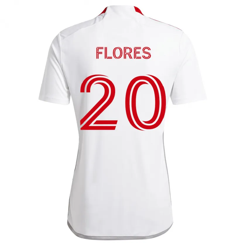 Danxen Kinder Deybi Flores #20 Weiß Rot Auswärtstrikot Trikot 2024/25 T-Shirt