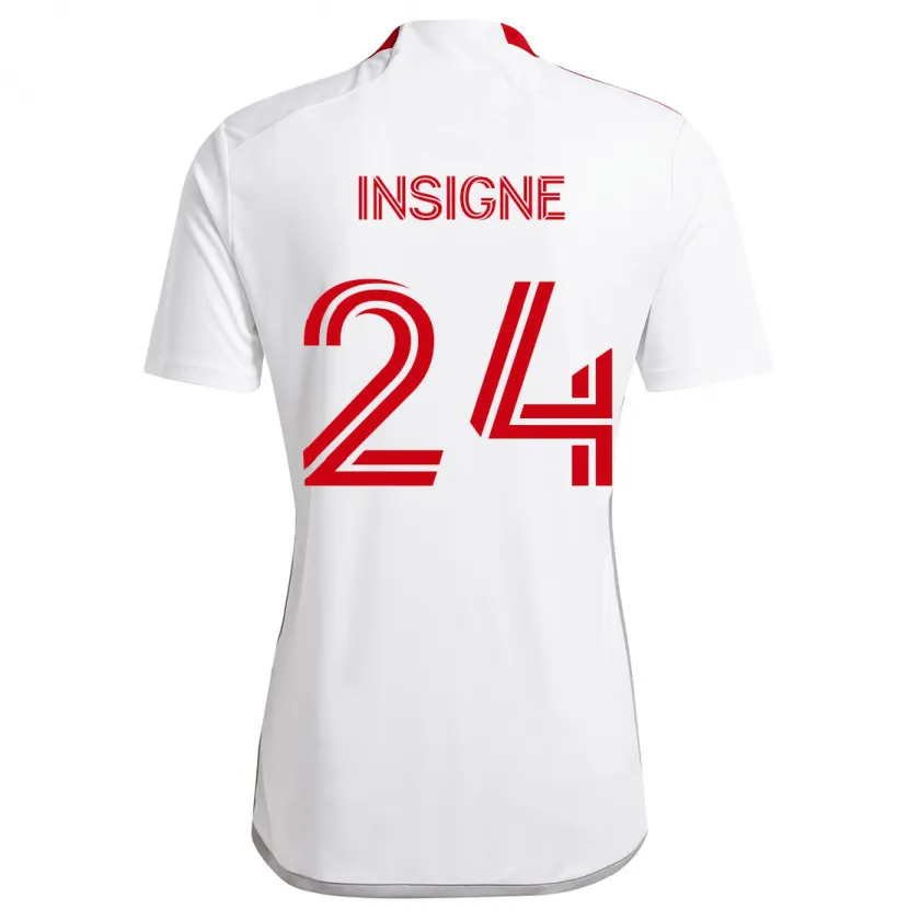 Danxen Kinder Lorenzo Insigne #24 Weiß Rot Auswärtstrikot Trikot 2024/25 T-Shirt