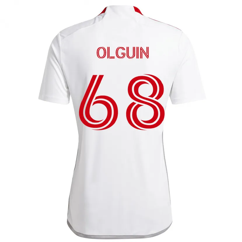 Danxen Kinder Lucas Olguin #68 Weiß Rot Auswärtstrikot Trikot 2024/25 T-Shirt