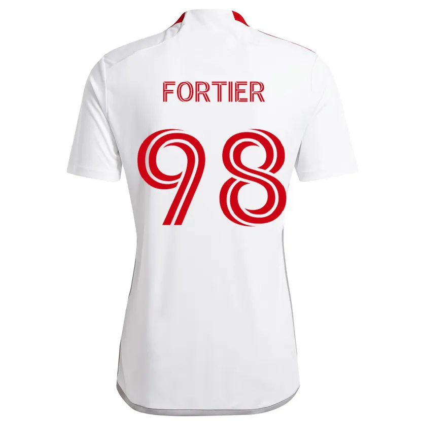 Danxen Kinder Kristjan Fortier #98 Weiß Rot Auswärtstrikot Trikot 2024/25 T-Shirt