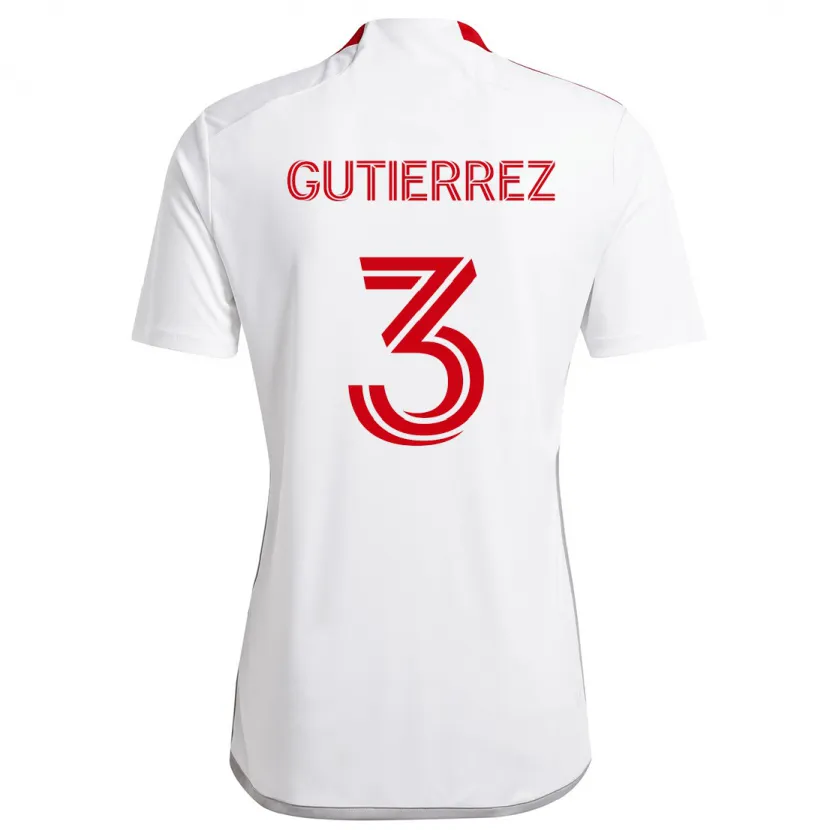 Danxen Kinder Cristián Gutiérrez #3 Weiß Rot Auswärtstrikot Trikot 2024/25 T-Shirt