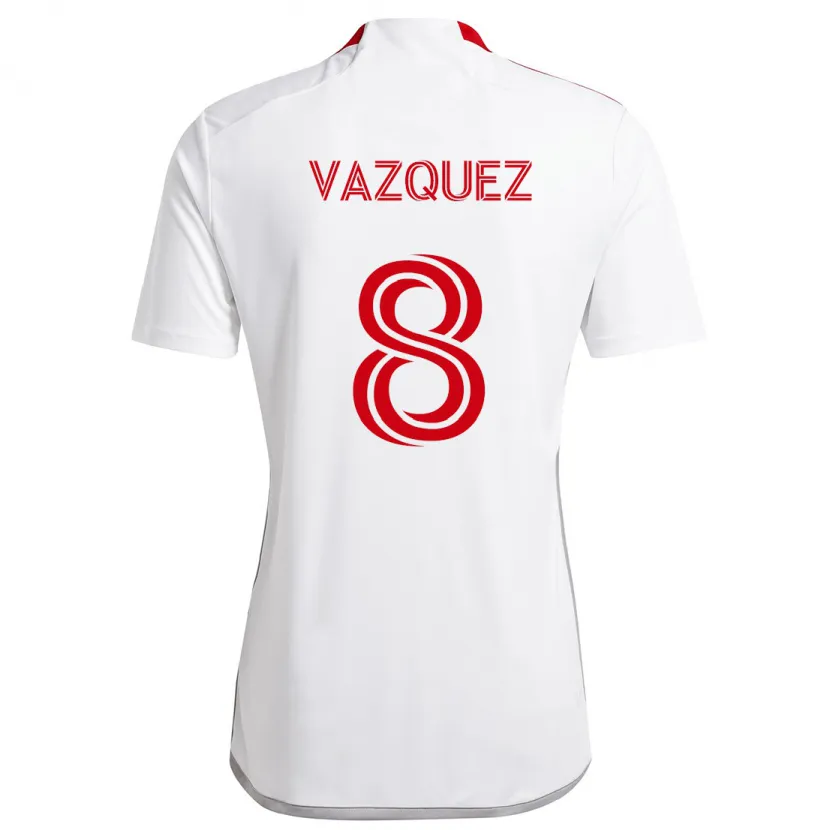 Danxen Kinder Víctor Vázquez #8 Weiß Rot Auswärtstrikot Trikot 2024/25 T-Shirt