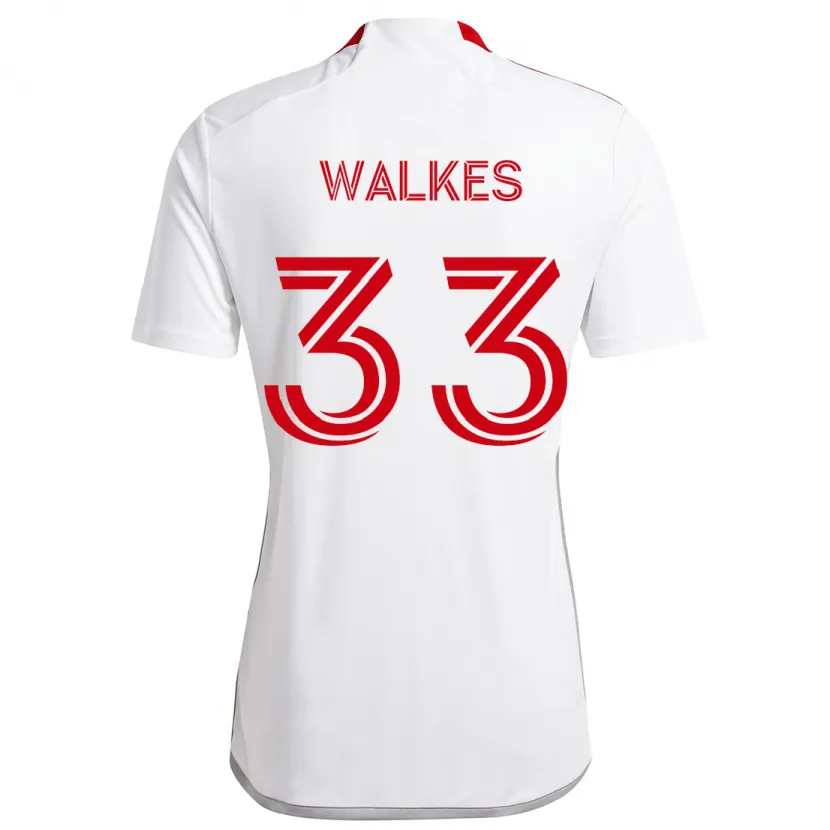 Danxen Kinder Reshaun Walkes #33 Weiß Rot Auswärtstrikot Trikot 2024/25 T-Shirt