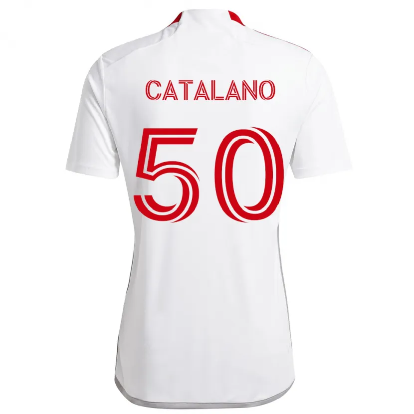 Danxen Kinder Gianluca Catalano #50 Weiß Rot Auswärtstrikot Trikot 2024/25 T-Shirt