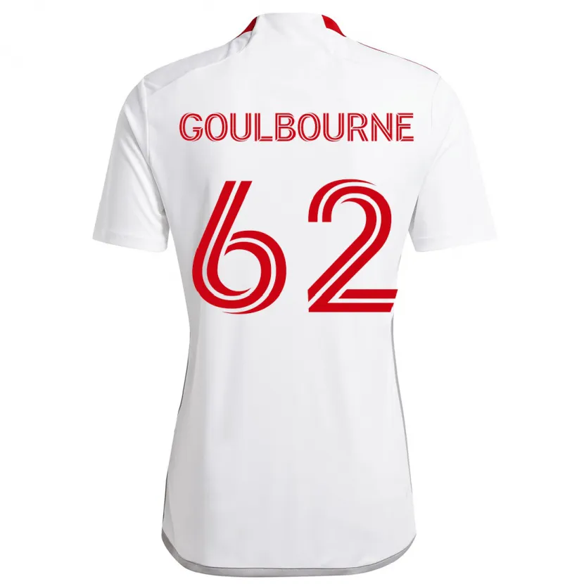 Danxen Kinder Rohan Goulbourne #62 Weiß Rot Auswärtstrikot Trikot 2024/25 T-Shirt