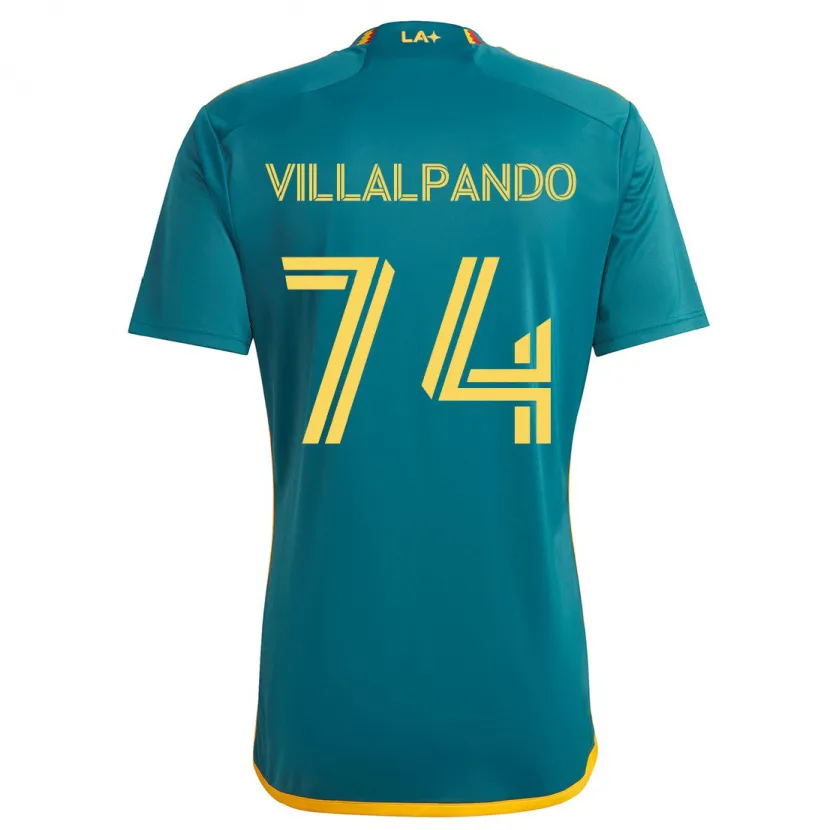 Danxen Kinder Sergio Villalpando #74 Grün Gelb Auswärtstrikot Trikot 2024/25 T-Shirt