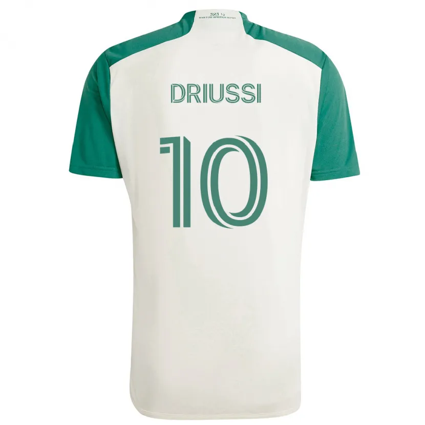 Danxen Kinder Sebastián Driussi #10 Braune Farben Grün Auswärtstrikot Trikot 2024/25 T-Shirt