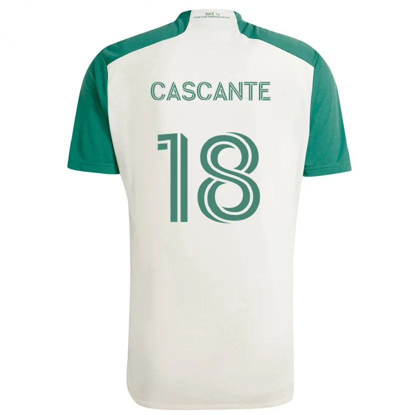 Danxen Kinder Julio Cascante #18 Braune Farben Grün Auswärtstrikot Trikot 2024/25 T-Shirt