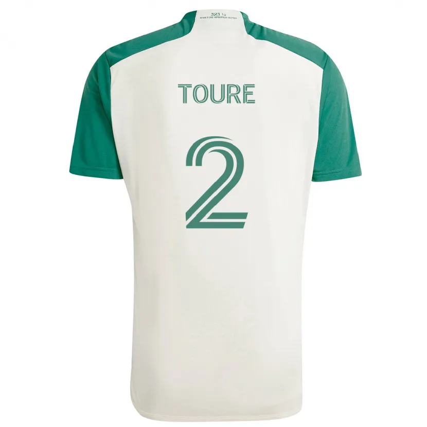 Danxen Kinder Cheick Touré #2 Braune Farben Grün Auswärtstrikot Trikot 2024/25 T-Shirt