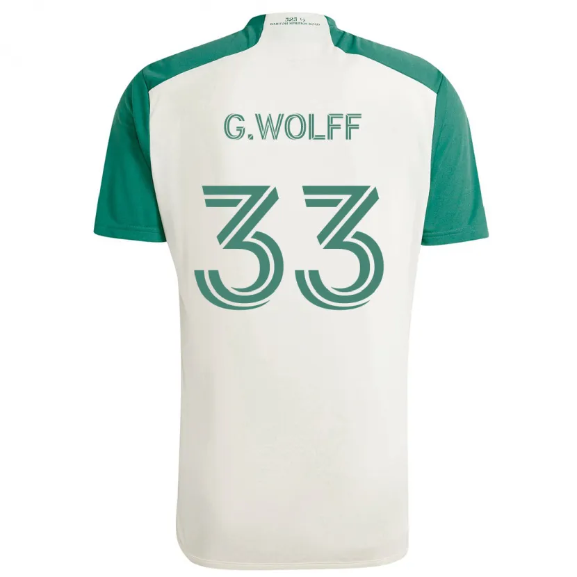 Danxen Kinder Gavin Wolff #33 Braune Farben Grün Auswärtstrikot Trikot 2024/25 T-Shirt