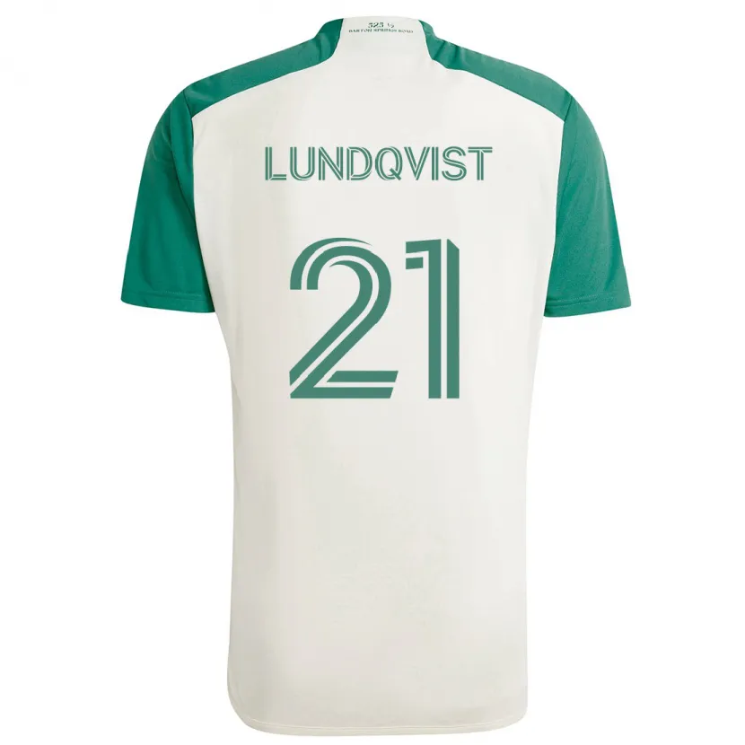 Danxen Kinder Adam Lundqvist #21 Braune Farben Grün Auswärtstrikot Trikot 2024/25 T-Shirt