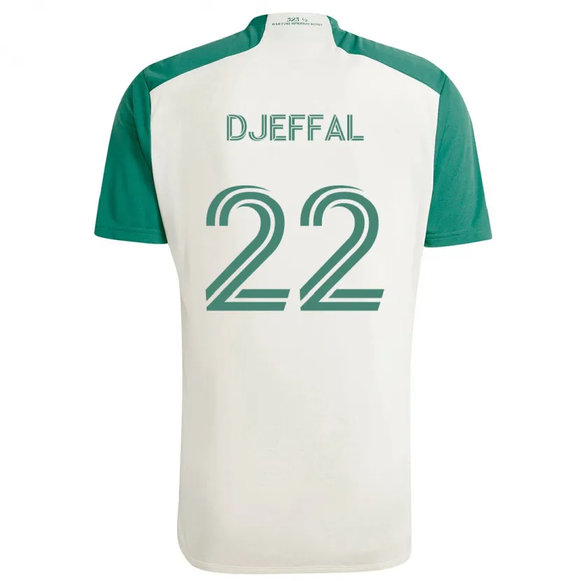 Danxen Kinder Sofiane Djeffal #22 Braune Farben Grün Auswärtstrikot Trikot 2024/25 T-Shirt