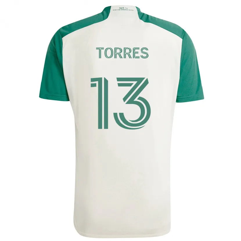 Danxen Kinder Leo Torres #13 Braune Farben Grün Auswärtstrikot Trikot 2024/25 T-Shirt